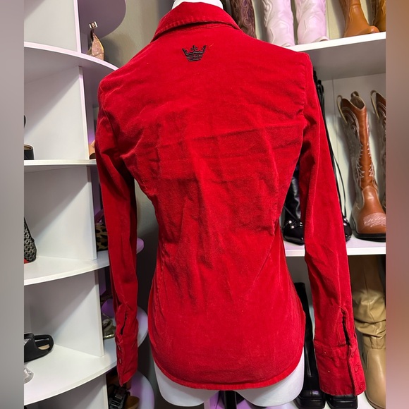 Harley Davidson live to ride collared red long sleeve button down top - Picture 2 of 9